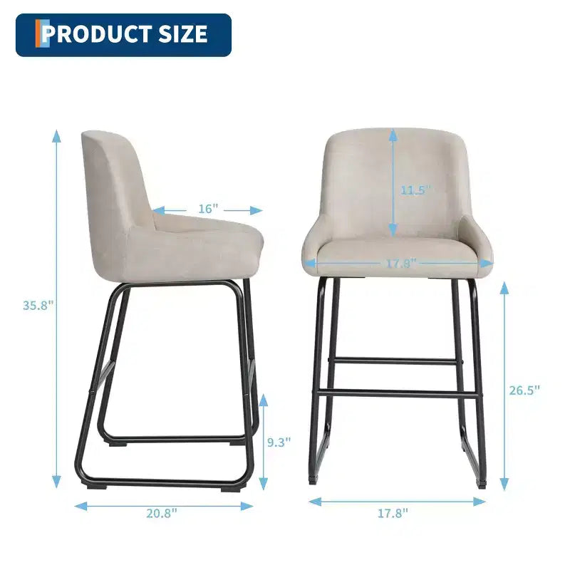 Tabourets de bar lot de 3, tabourets de bar hauteur comptoir 61 cm avec dossier, chaises de bar modernes rembourrées en cuir PU