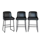 Bar Stools Set of 3, 24 Inch Counter Height Barstools with Back, Modern PU Leather Upholstered Bar Chairs