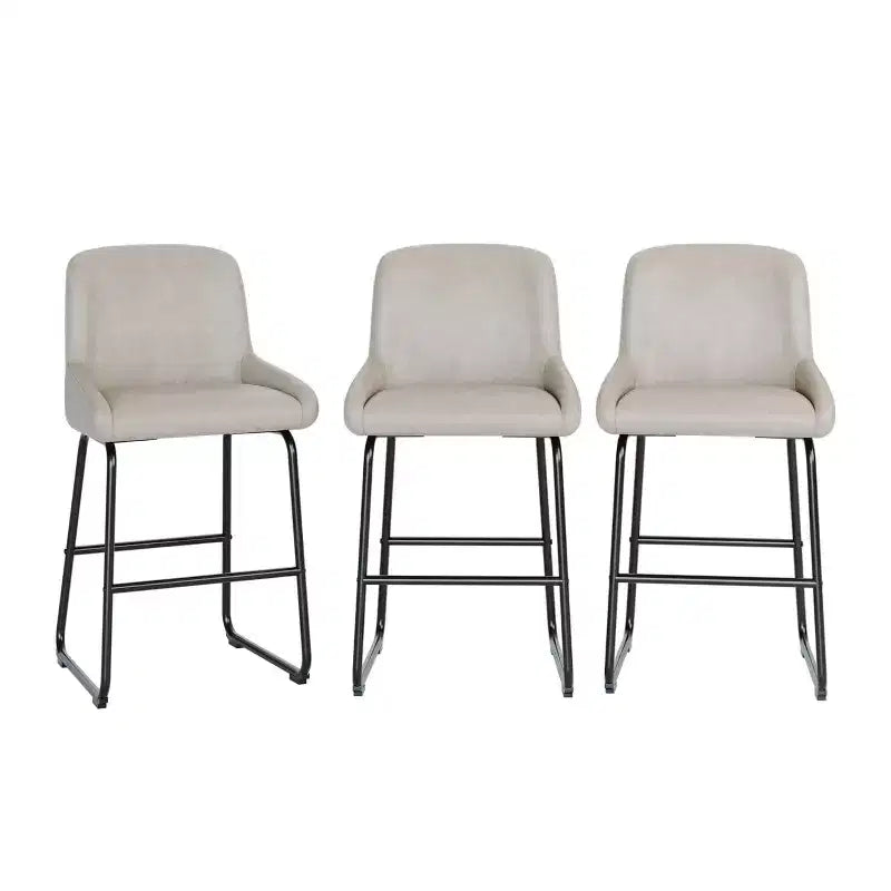 Tabourets de bar lot de 3, tabourets de bar hauteur comptoir 61 cm avec dossier, chaises de bar modernes rembourrées en cuir PU