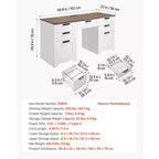 Bureau de direction VEVOR, table de bureau de style ferme avec station de recharge, table de direction en panneaux de particules avec tiroirs de rangement, capacité de charge de 90,7 kg, marron