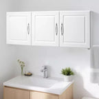 Armoire Murale de Buanderie VEVOR, Meuble Haut à 2 Niveaux avec Étagère Réglable, Rangement avec 3 Portes, Blanc