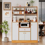 Meuble Buffet Autonome – 2 Portes, 3 Tiroirs, Bois, Étagère Réglable, Rangement de Cuisine pour Salle à Manger, Entrée, Salon