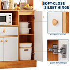 Meuble Buffet Autonome – 2 Portes, 3 Tiroirs, Bois, Étagère Réglable, Rangement de Cuisine pour Salle à Manger, Entrée, Salon