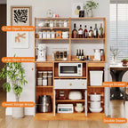Meuble Buffet Autonome – 2 Portes, 3 Tiroirs, Bois, Étagère Réglable, Rangement de Cuisine pour Salle à Manger, Entrée, Salon