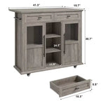 Îlot de cuisine roulant multifonctionnel avec abattant, meuble de rangement mobile avec tiroirs, desserte de bar, chariot de cuisine autoportant pour maisons modernes