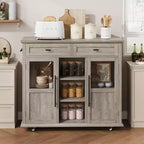 Îlot de cuisine roulant multifonctionnel avec abattant, meuble de rangement mobile avec tiroirs, desserte de bar, chariot de cuisine autoportant pour maisons modernes