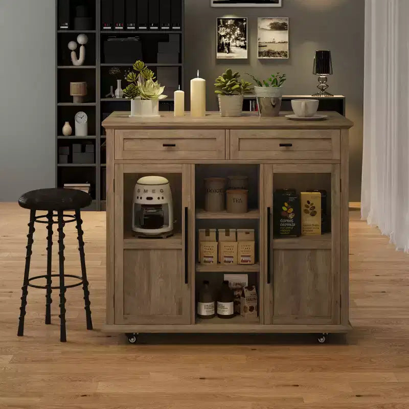 Îlot de cuisine roulant multifonctionnel avec abattant, meuble de rangement mobile avec tiroirs, desserte de bar, chariot de cuisine autoportant pour maisons modernes