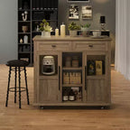 Îlot de cuisine roulant multifonctionnel avec abattant, meuble de rangement mobile avec tiroirs, desserte de bar, chariot de cuisine autoportant pour maisons modernes