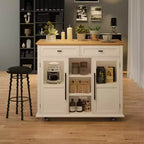 Îlot de cuisine roulant multifonctionnel avec abattant, meuble de rangement mobile avec tiroirs, desserte de bar, chariot de cuisine autoportant pour maisons modernes