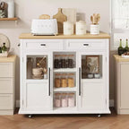 Îlot de cuisine roulant multifonctionnel avec abattant, meuble de rangement mobile avec tiroirs, desserte de bar, chariot de cuisine autoportant pour maisons modernes