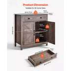 Meuble de bar à café VEVOR, table de bar à café de style ferme avec tiroir, buffet avec 2 portes coulissantes, 75 x 37,3 x 80 cm, gris