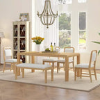 Ensemble de salle à manger extensible vintage GDFStudio Betsy pour 4 à 6 personnes avec chaises rembourrées et banc