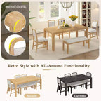 Ensemble de salle à manger extensible vintage GDFStudio Betsy pour 4 à 6 personnes avec chaises rembourrées et banc