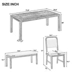 Ensemble de salle à manger extensible vintage GDFStudio Betsy pour 4 à 6 personnes avec chaises rembourrées et banc