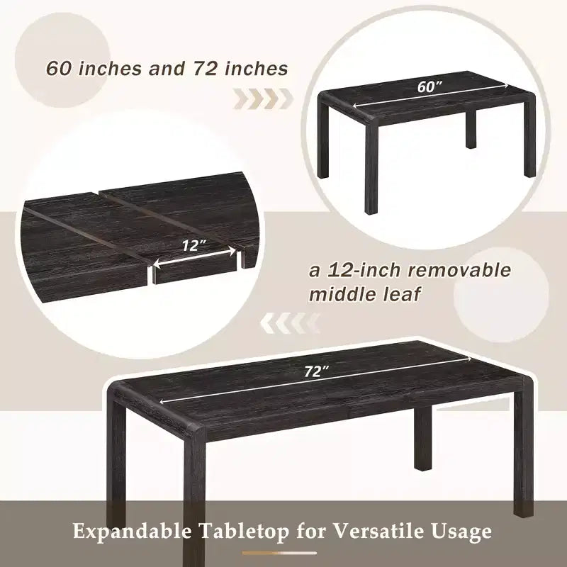 Ensemble de salle à manger extensible vintage GDFStudio Betsy pour 4 à 6 personnes avec chaises rembourrées et banc