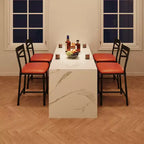 Lot de 4 tabourets de bar, chaises de bar rembourrées en PU, chaises d'îlot de cuisine avec dossier en X et repose-pieds en métal, chaises de comptoir noires