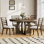 GDFStudio Dana Round 5 Piece Dining Set with Extendable Table and Upholstered Chair