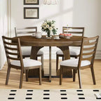 Ensemble de salle à manger rond 5 pièces GDFStudio Dana avec table extensible et chaises rembourrées