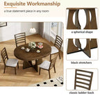 Ensemble de salle à manger rond 5 pièces GDFStudio Dana avec table extensible et chaises rembourrées