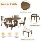Ensemble de salle à manger rond 5 pièces GDFStudio Dana avec table extensible et chaises rembourrées