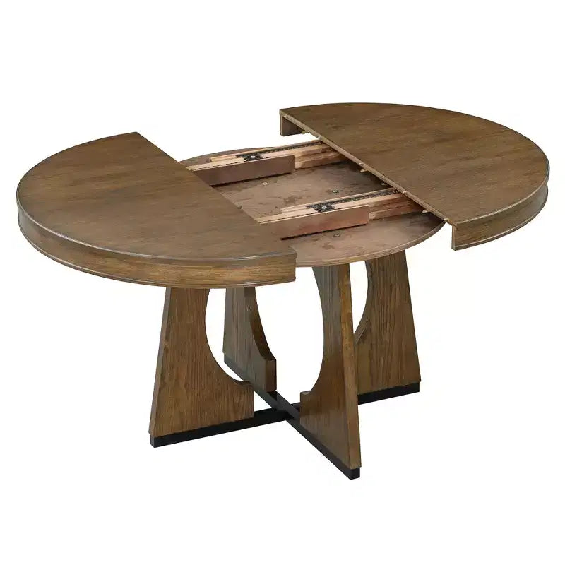 Ensemble de salle à manger rond 5 pièces GDFStudio Dana avec table extensible et chaises rembourrées
