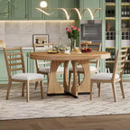 Ensemble de salle à manger rond 5 pièces GDFStudio Dana avec table extensible et chaises rembourrées