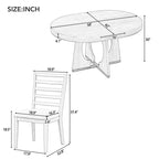 Ensemble de salle à manger rond 5 pièces GDFStudio Dana avec table extensible et chaises rembourrées