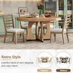 Ensemble de salle à manger rond 5 pièces GDFStudio Dana avec table extensible et chaises rembourrées