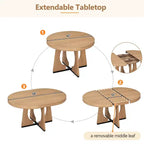 Ensemble de salle à manger rond 5 pièces GDFStudio Dana avec table extensible et chaises rembourrées