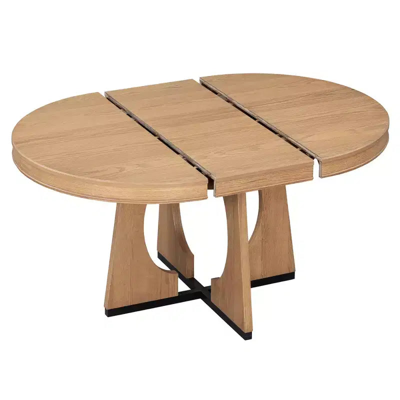 Ensemble de salle à manger rond 5 pièces GDFStudio Dana avec table extensible et chaises rembourrées