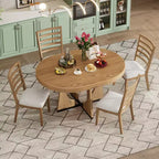 Ensemble de salle à manger rond 5 pièces GDFStudio Dana avec table extensible et chaises rembourrées