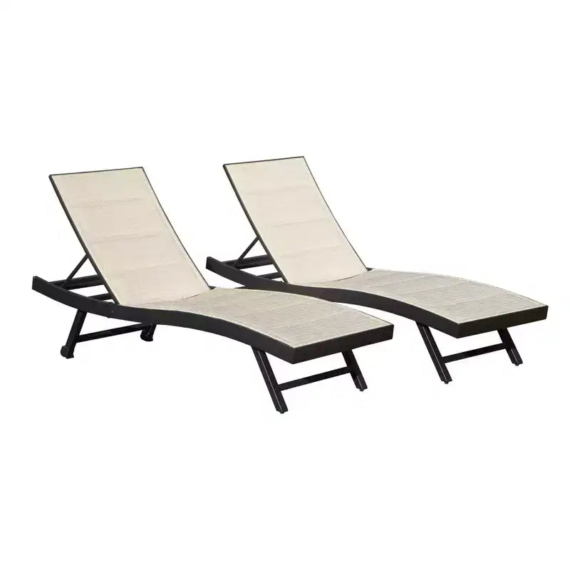 Clihome Lot de 2 chaises longues de patio – Chaise longue de piscine réglable en aluminium et textilène