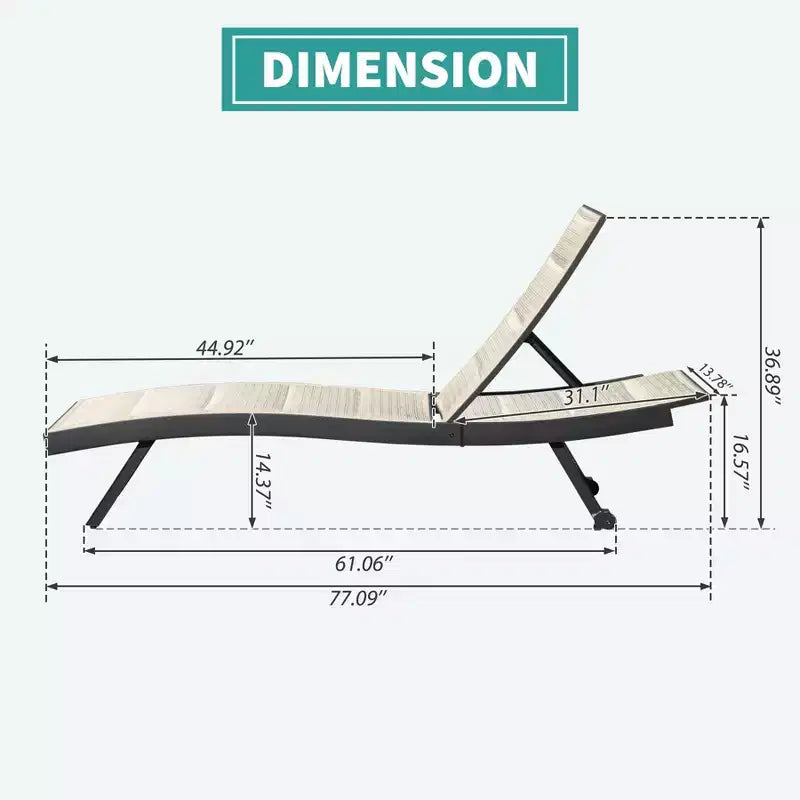 Clihome Lot de 2 chaises longues de patio – Chaise longue de piscine réglable en aluminium et textilène