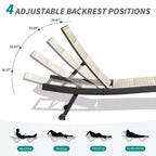 Clihome Lot de 2 chaises longues de patio – Chaise longue de piscine réglable en aluminium et textilène