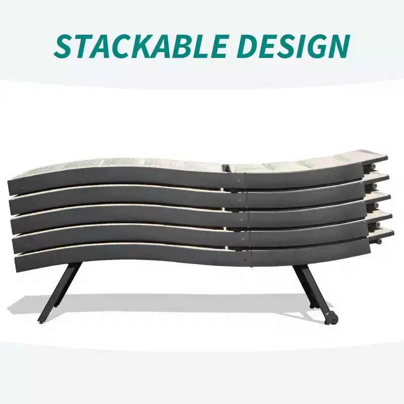 Clihome Lot de 2 chaises longues de patio – Chaise longue de piscine réglable en aluminium et textilène