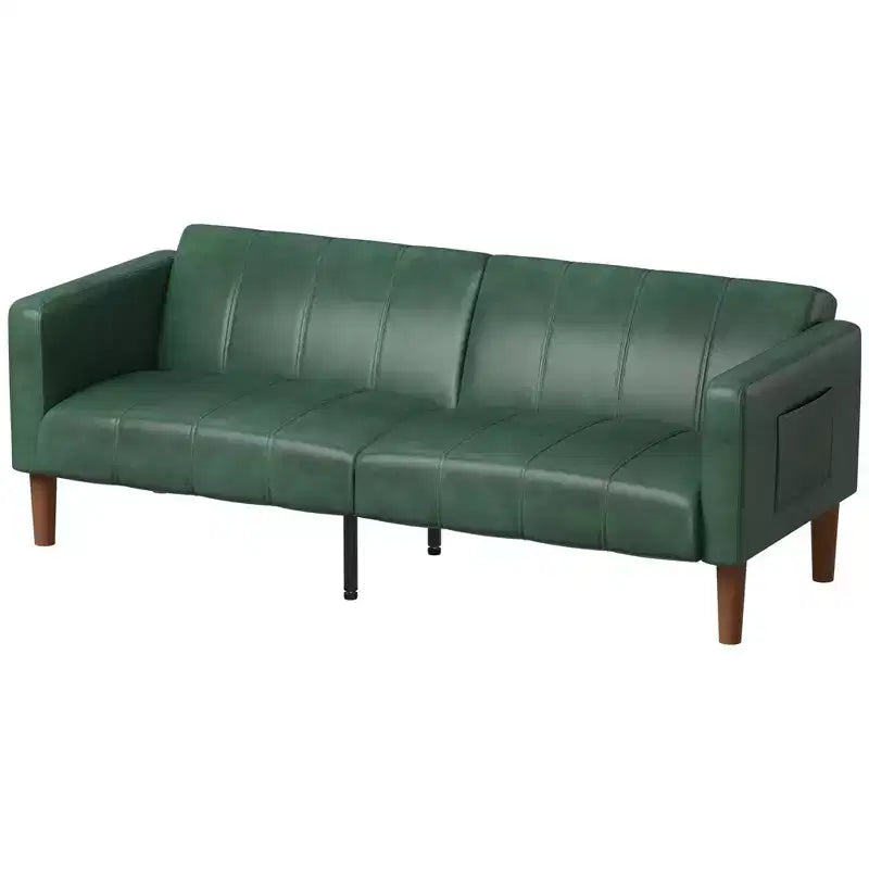 Canapé Lit Futon 75 Cuir Synthétique Moderne, Design Mid-Century pour Petits Espaces, Salon & Chambre à Coucher