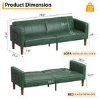 Canapé Lit Futon 75 Cuir Synthétique Moderne, Design Mid-Century pour Petits Espaces, Salon & Chambre à Coucher