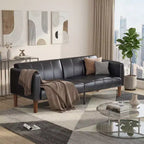 Canapé Lit Futon 75 Cuir Synthétique Moderne, Design Mid-Century pour Petits Espaces, Salon & Chambre à Coucher