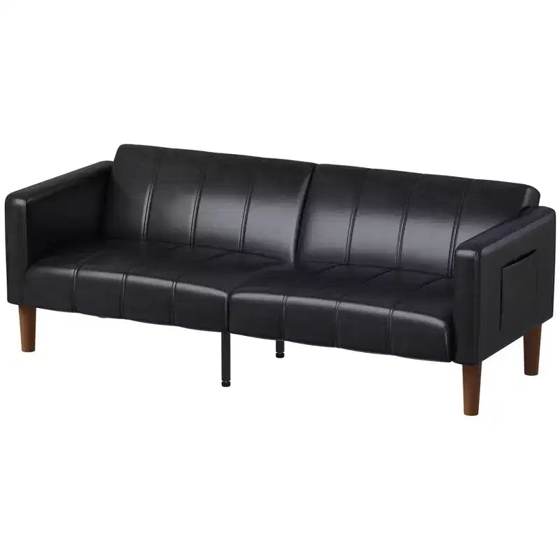 Canapé Lit Futon 75 Cuir Synthétique Moderne, Design Mid-Century pour Petits Espaces, Salon & Chambre à Coucher