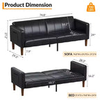 Canapé Lit Futon 75 Cuir Synthétique Moderne, Design Mid-Century pour Petits Espaces, Salon & Chambre à Coucher