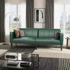 Canapé Lit Futon 75 Cuir Synthétique Moderne, Design Mid-Century pour Petits Espaces, Salon & Chambre à Coucher