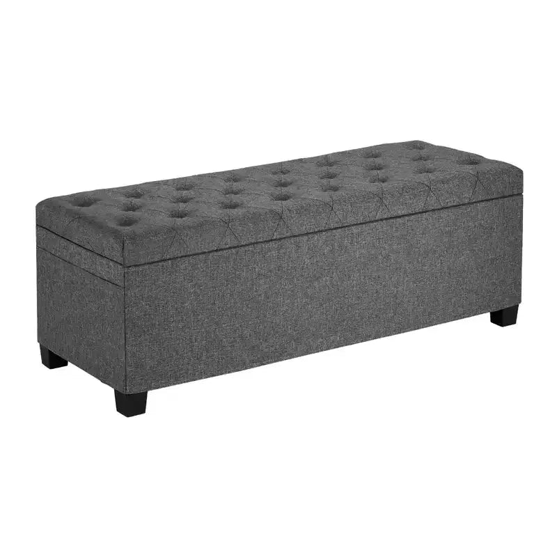 VEVOR Storage Ottoman Bench, Button-Tufted End of Bed Bench with Side Bags, Flip-up Upholstered Storage Chest with Metal Frame,Linen Bed Ottoman, Grey