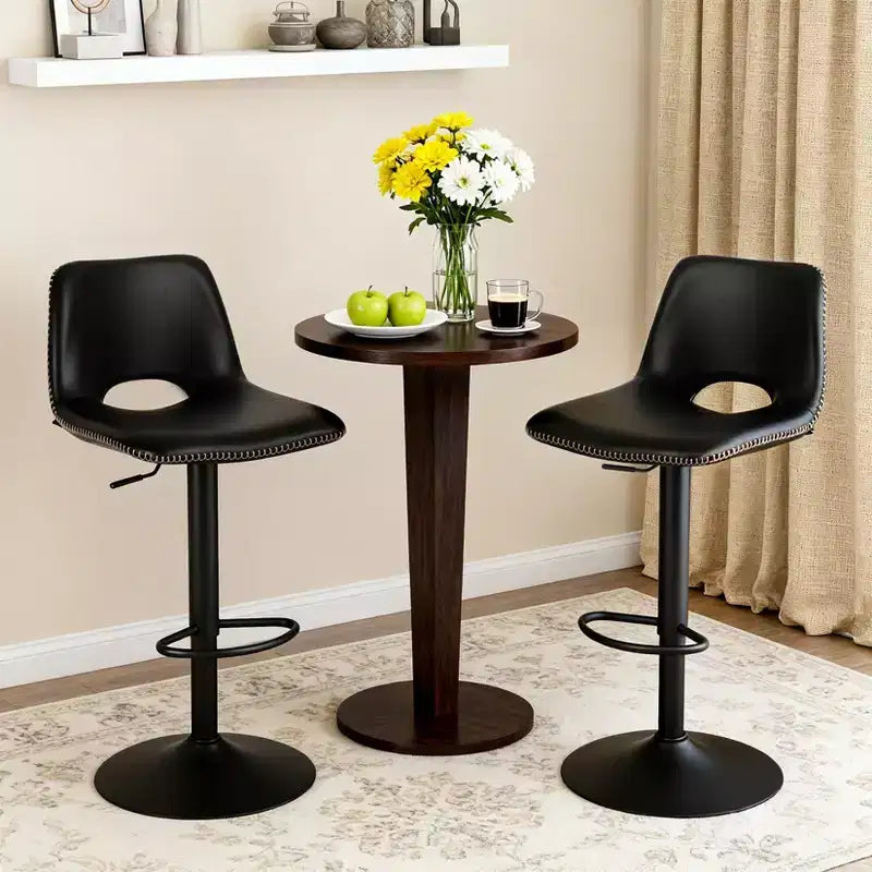 Modern Adjustable Swivel Bar Stools Set of 2, Modern Industrial Counter Height Lounge Chairs, for Dining, Living Room