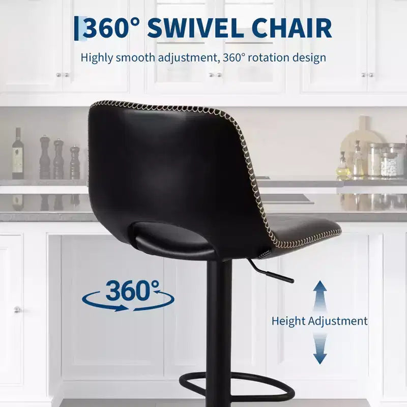 Lot de 2 tabourets de bar pivotants modernes et réglables, chaises de salon modernes industrielles à hauteur de comptoir, pour salle à manger, salon