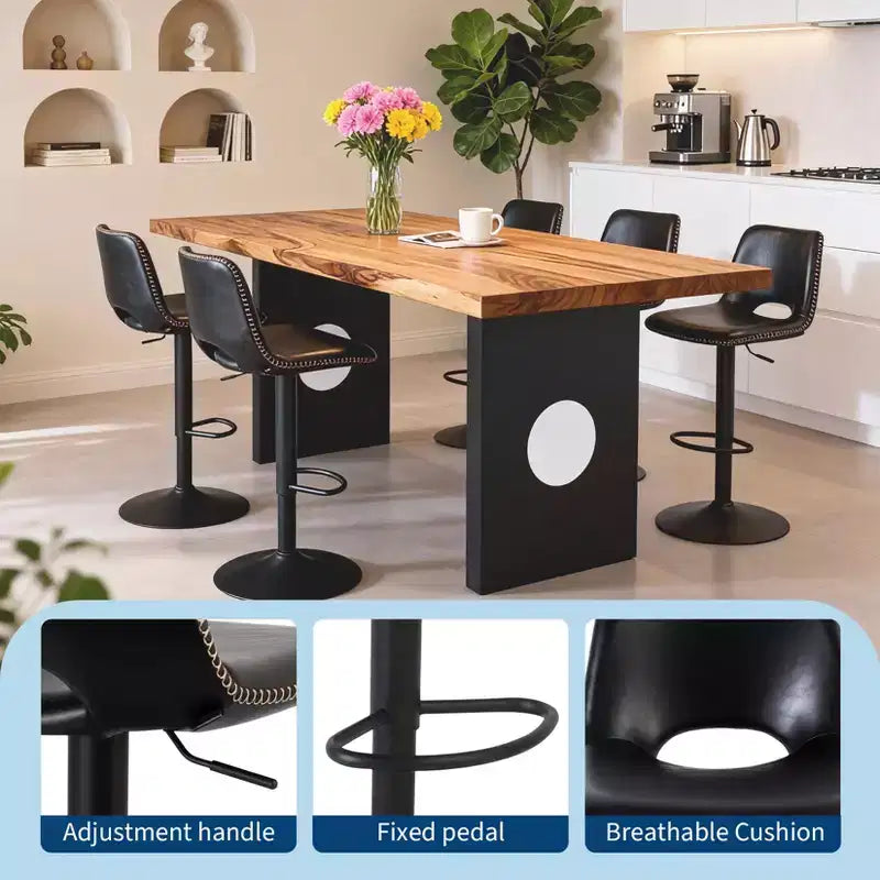 Lot de 2 tabourets de bar pivotants modernes et réglables, chaises de salon modernes industrielles à hauteur de comptoir, pour salle à manger, salon