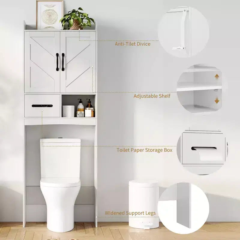 Meuble de rangement au-dessus des toilettes, organisateurs de salle de bain autoportants pour salle de bain, toilettes, buanderie