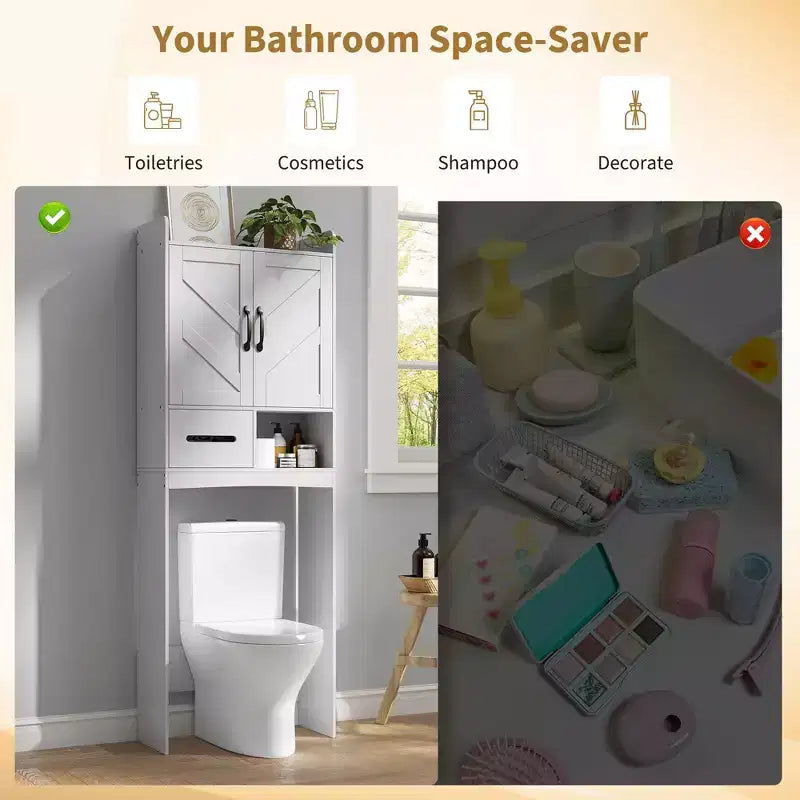 Meuble de rangement au-dessus des toilettes, organisateurs de salle de bain autoportants pour salle de bain, toilettes, buanderie