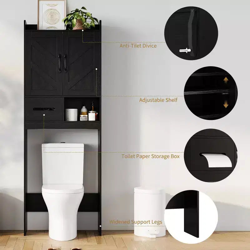 Meuble de rangement au-dessus des toilettes, organisateurs de salle de bain autoportants pour salle de bain, toilettes, buanderie