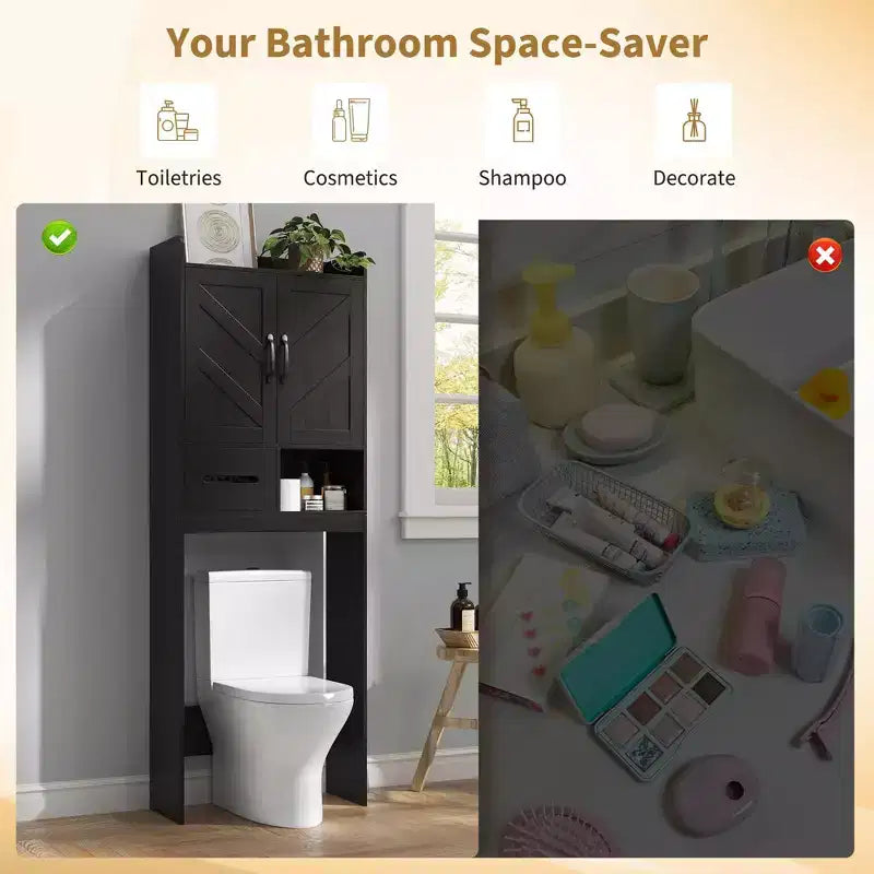 Meuble de rangement au-dessus des toilettes, organisateurs de salle de bain autoportants pour salle de bain, toilettes, buanderie