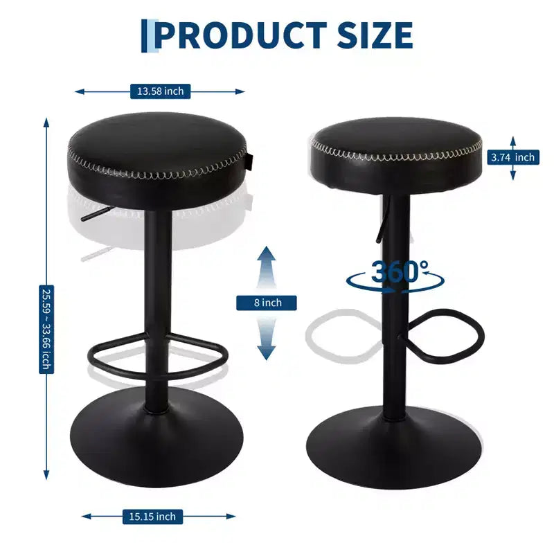 Lot de 2 tabourets de bar modernes réglables, chaises pivotantes à 360° hauteur comptoir, cadre en métal robuste, assise facile à nettoyer, pour îlot de cuisine, maison
